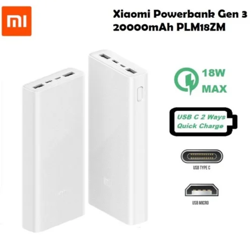 پاوربانک فست شارژ 20000 شیائومی Xiaomi PLM18ZM PD QC3 18W اصلی - تصویر 2